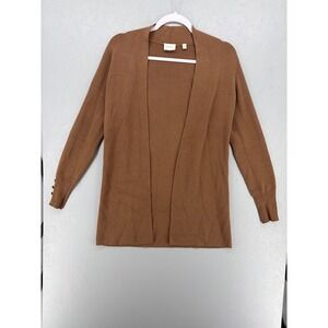 Cyrus Women Cardigan Brown Open Front Gold Button Cuff XS